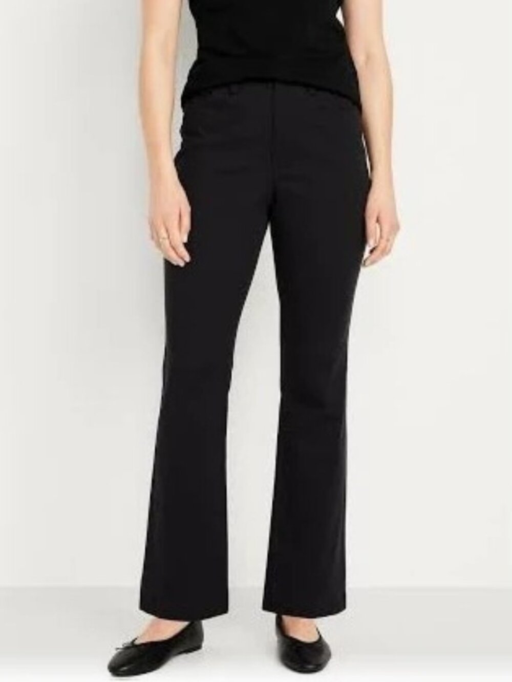NWT Old Navy High-Rise Flare Adjustable Waist Black Trousers Uniform Pants 12